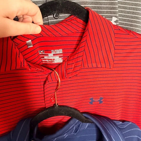 Under Armour Striped Polo Shirts Set of 3Navy, Red, Gray PlayoffGolfXL